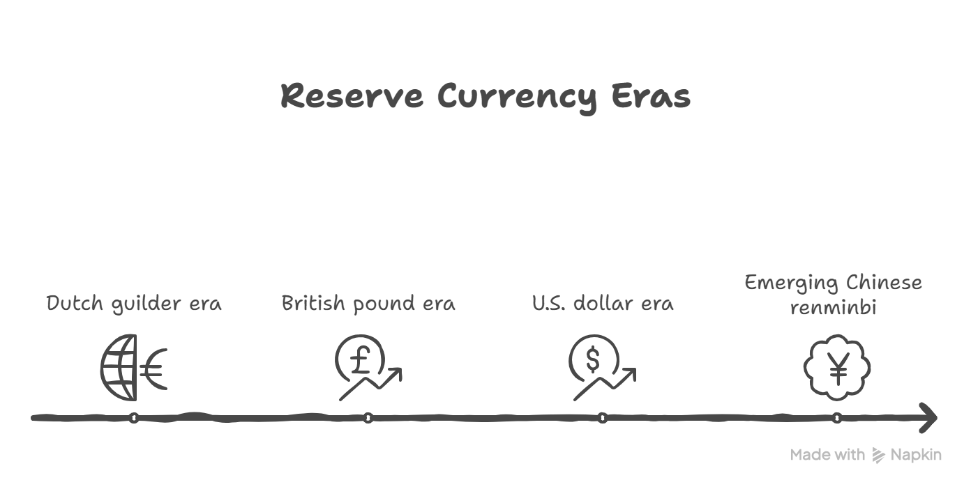 Conceptual timeline of reserve currency eras